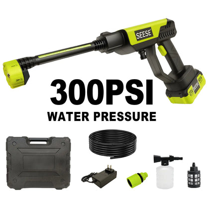 SESE Cordless Pressure Washer with Single Port Charger Base - Portable Cleaning Solution for Vehicles, Home, and Garden Maintenance