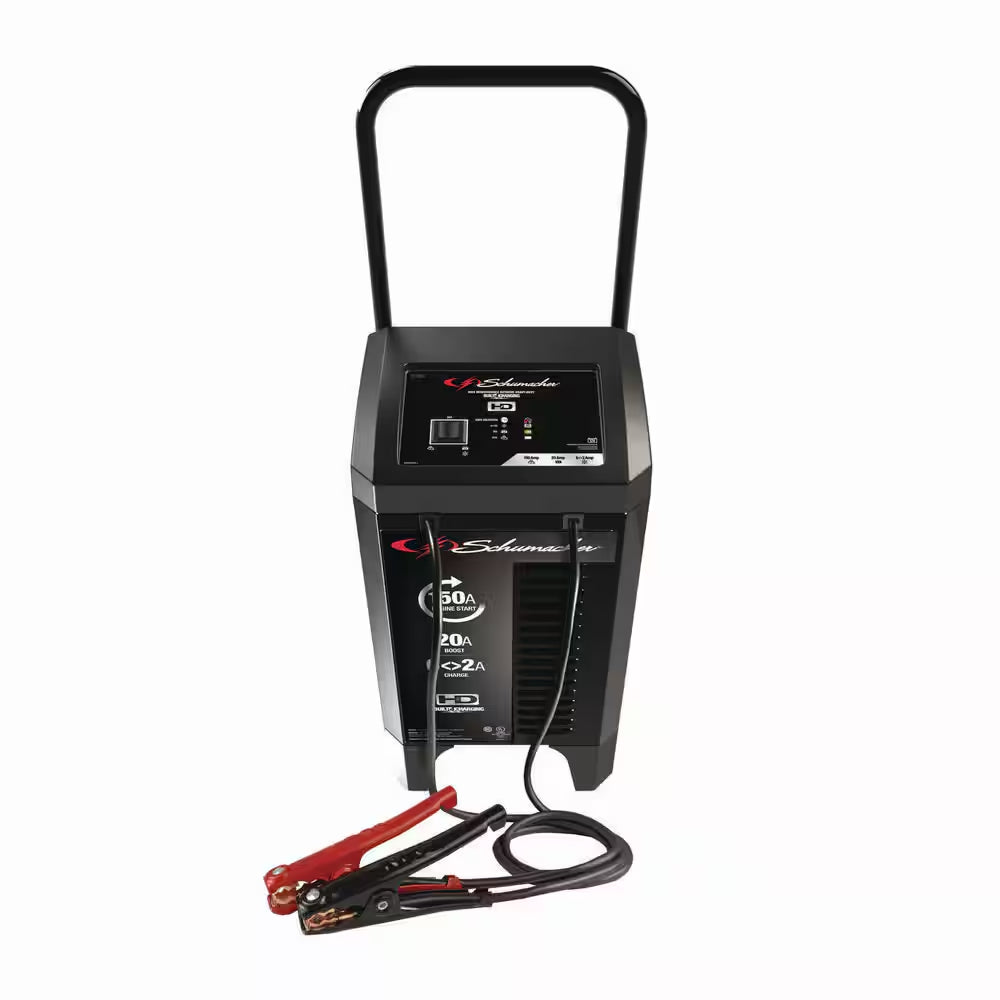 Wheeled Automatic 150A Car Battery Charger and Engine Starter, 20A Boost, 12V for Power Sport, Auto, Marine Batteries