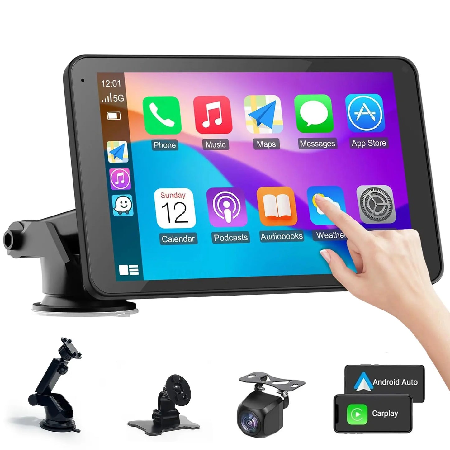 PASLDA 2026 Enhanced Wireless CarPlay Screen for Android and iPhone: The Premier Portable CarPlay Adapter for Effortless In-Car Entertainment