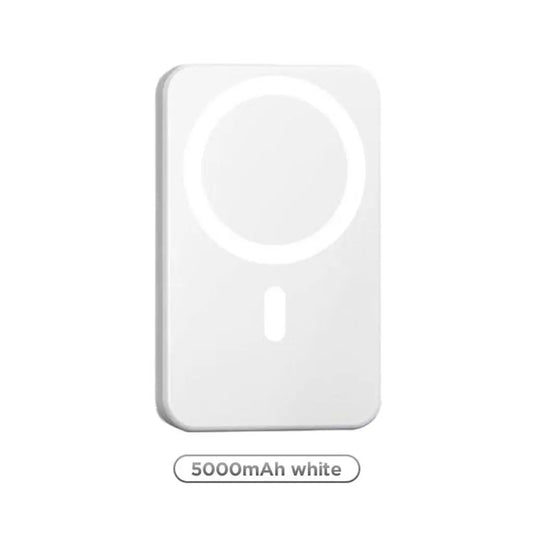 Magnetic Wireless Power Bank 5000mAh – MagSafe-Compatible Portable Charger with Up to 15W Wireless Charging and USB-C PD Up to 20W, Slim Mini Battery Pack for iPhone 12-17 and Qi-Compatible Android Devices (Includes Ring)