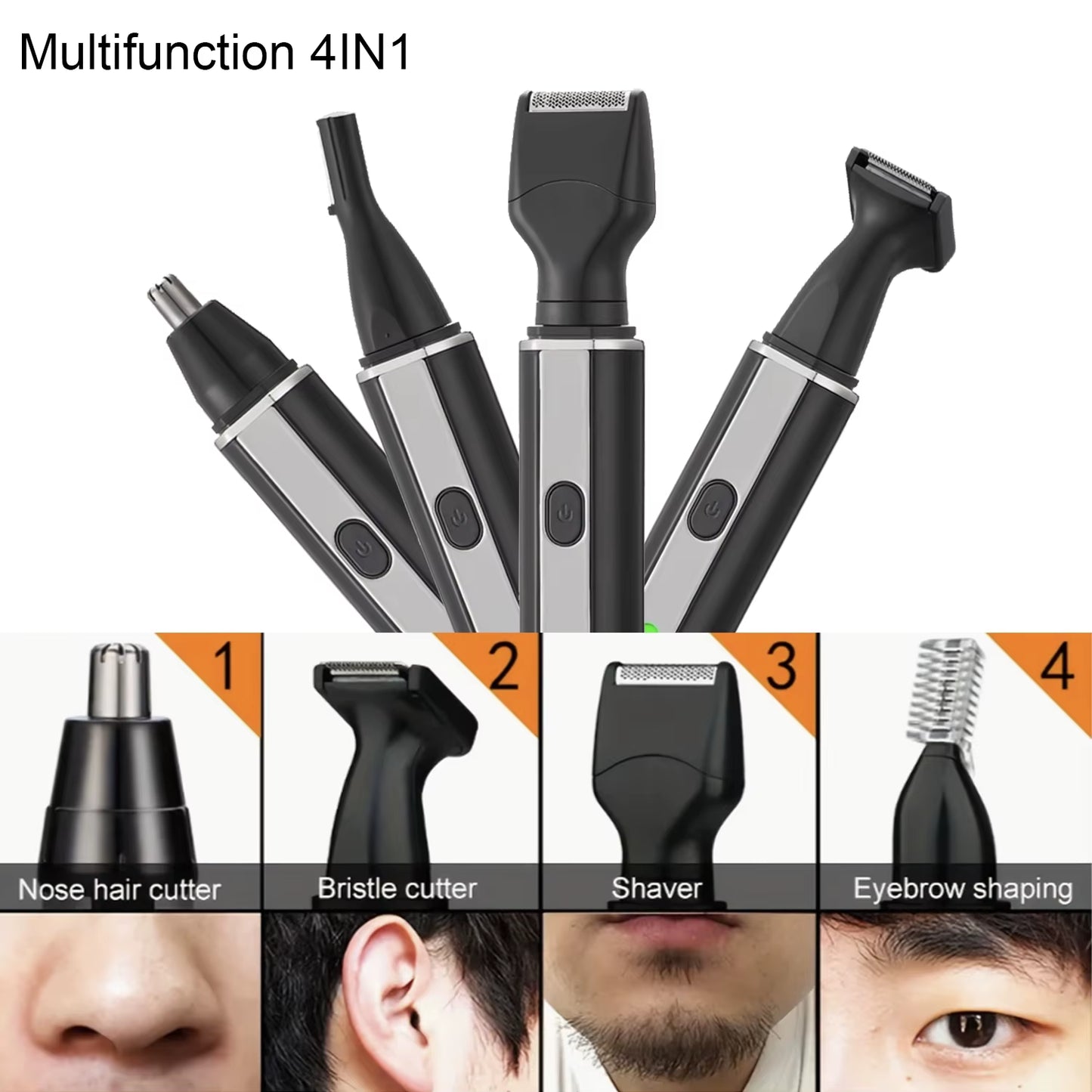 Man Beard Shaver Sideburns Trimmer Nose Hair Trimmer Eyebrow Razor 4IN1 Grooming Kit Rechargeable Lithium Battery