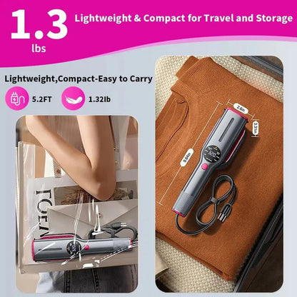 Dr Flash 7-Mode Handheld Garment Steamer, 1200W Portable Travel Steamer with LED Display and 90-Degree Rotatable Handle