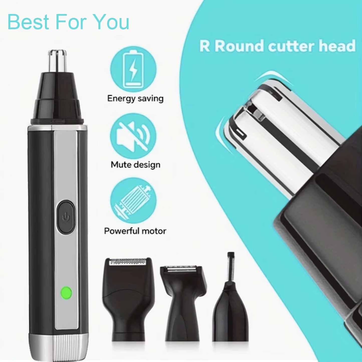 Man Beard Shaver Sideburns Trimmer Nose Hair Trimmer Eyebrow Razor 4IN1 Grooming Kit Rechargeable Lithium Battery