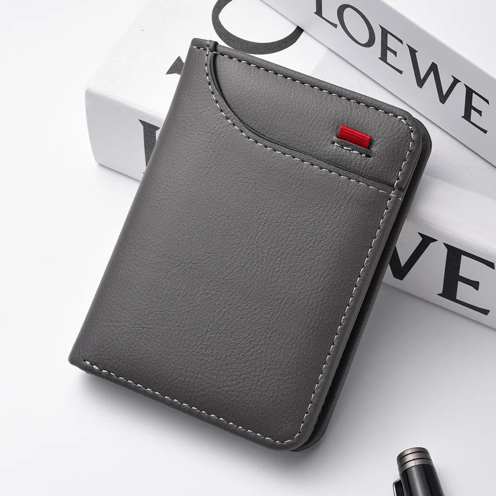 1Pc New Ultra-Thin Mini Soft PU Leather Credit Card Wallet Holder Short Vertical High Quality Men'S Wallet