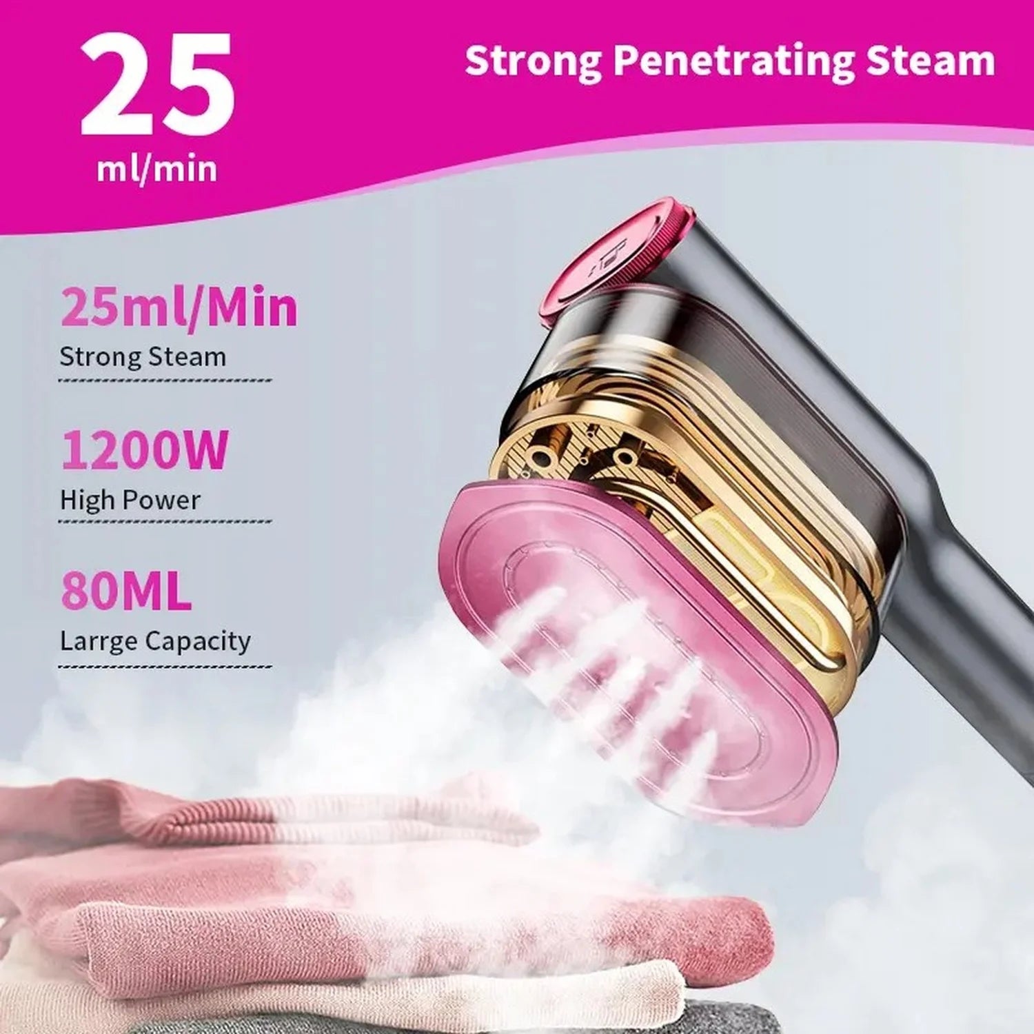 Dr Flash 7-Mode Handheld Garment Steamer, 1200W Portable Travel Steamer with LED Display and 90-Degree Rotatable Handle