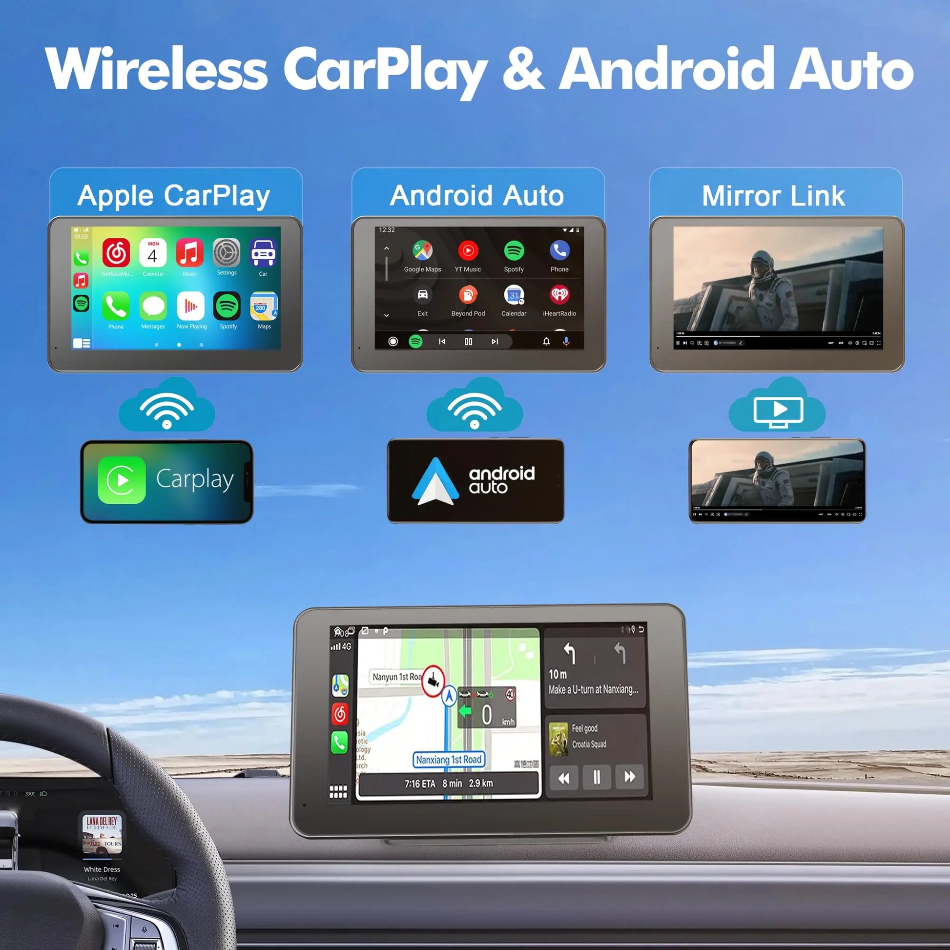 PASLDA 2026 Enhanced Wireless CarPlay Screen for Android and iPhone: The Premier Portable CarPlay Adapter for Effortless In-Car Entertainment