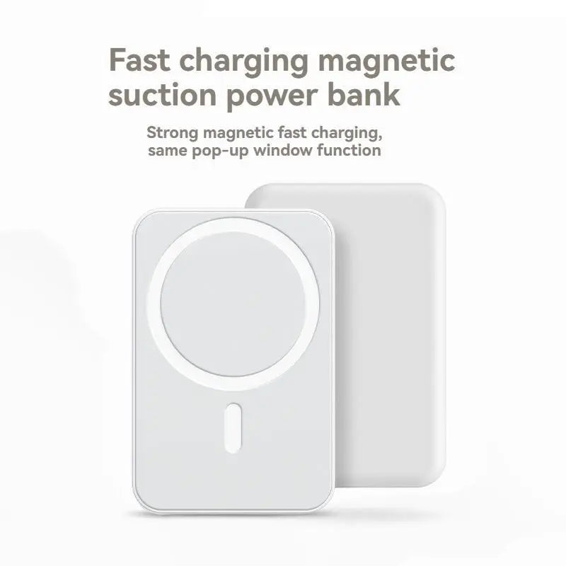 Magnetic Wireless Power Bank 5000mAh – MagSafe-Compatible Portable Charger with Up to 15W Wireless Charging and USB-C PD Up to 20W, Slim Mini Battery Pack for iPhone 12-17 and Qi-Compatible Android Devices (Includes Ring)